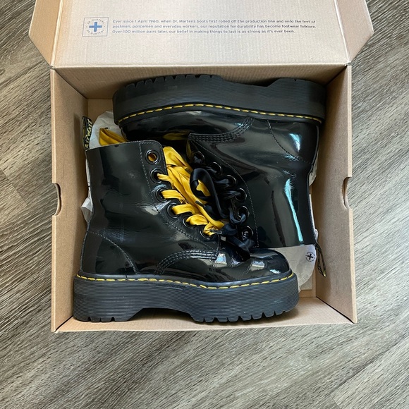 Dr. Martens Molly Platform Patent Leather Boots - Picture 2 of 9